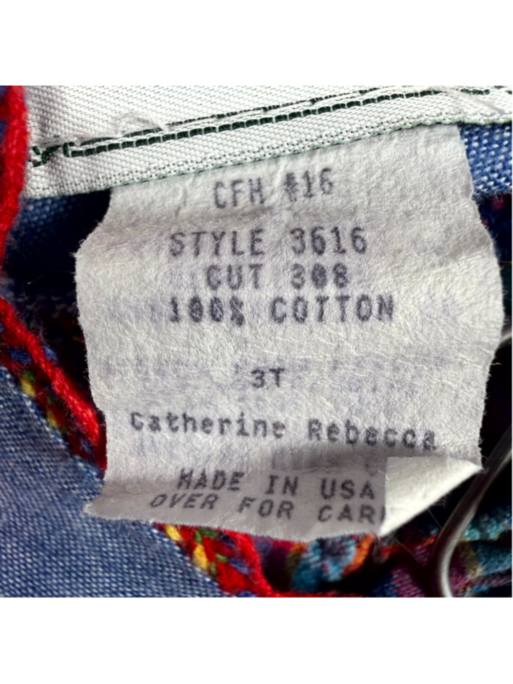 Catherine Rebecca Vintage Bishop Dress Multi Plaid Cotton Puff Sleeve Girls 3T - Picture 5 of 6